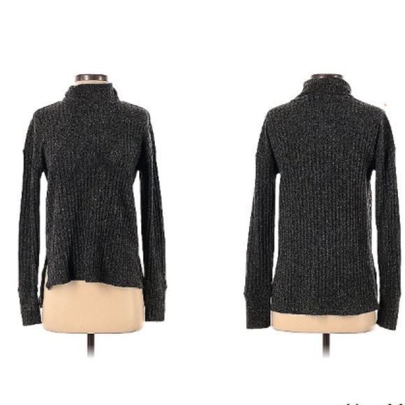 Athleta Heather grey ribbed turtleneck sweater sz xsm - Picture 1 of 10